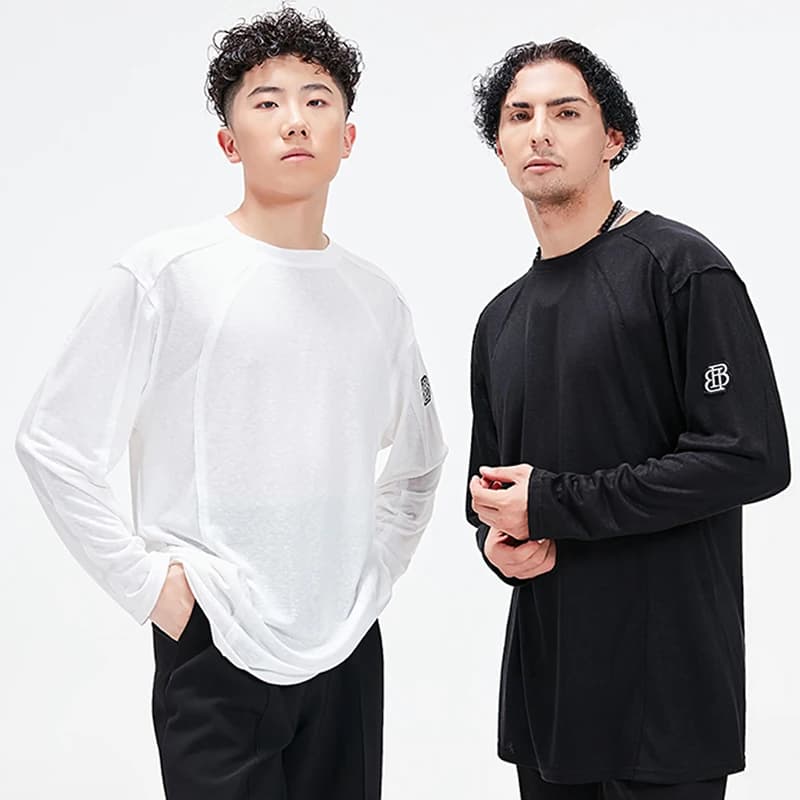 New Latin Dance Tops For Men Long Sleeves T Shirt Loose Latin Dance Practice Wear Rumba Cha Cha Dance Training Tops Sport L17763