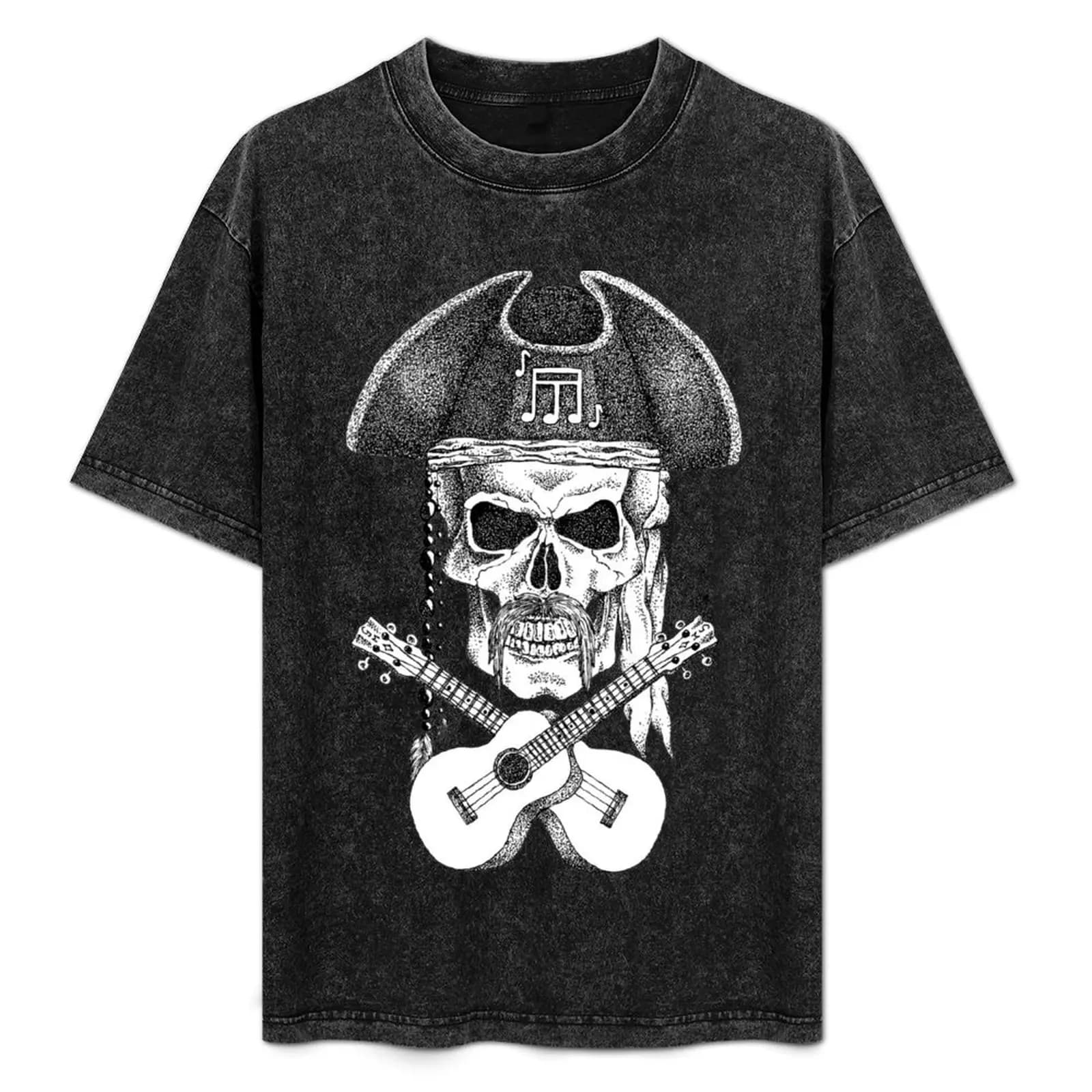 T-shirt Ukulele Pirate Skull T-shirt basic a maniche corte da lavoro
