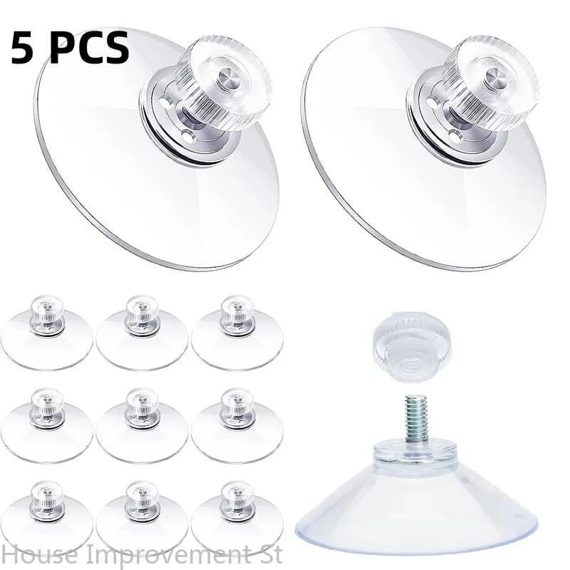 Supporto per ventosa in plastica da 5 pezzi 25/32/41/53 mm con cuscinetti a ventosa in PVC trasparente a vite Supporto per ventosa in vetro a ventosa extra resistente