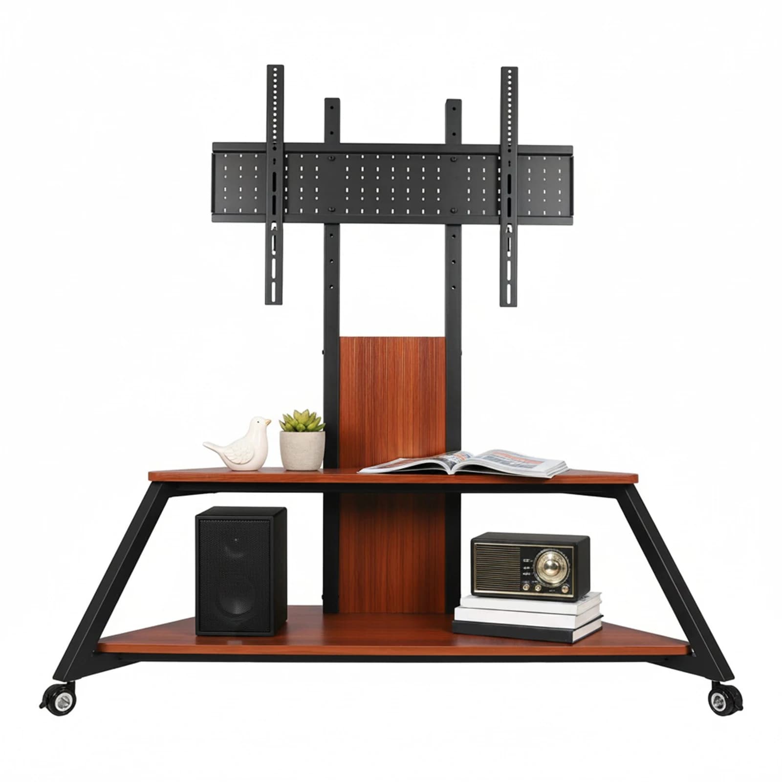 60-100 inch portable floor TV stand up to 220 pounds with laptop shelf, floor cart with adjustable height and lockable wheels