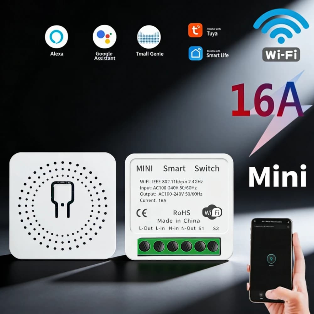 16A WiFi Smart Switch Mini Circuit Breaker APP Remote Control Timer Switch Compatible with Smart Life Alexa Yandex Alice