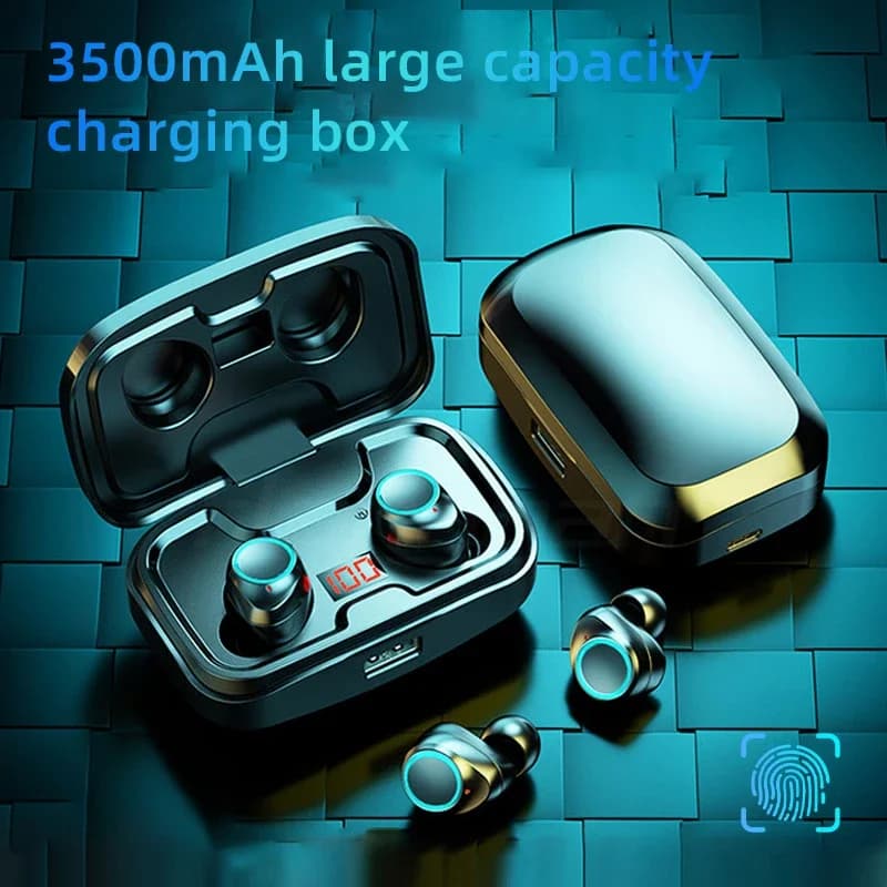 Bluetooth TWS Sports HIFI Wireless Stereo Headphones for Gaming Music Waterproof with Microphone and LED Display
