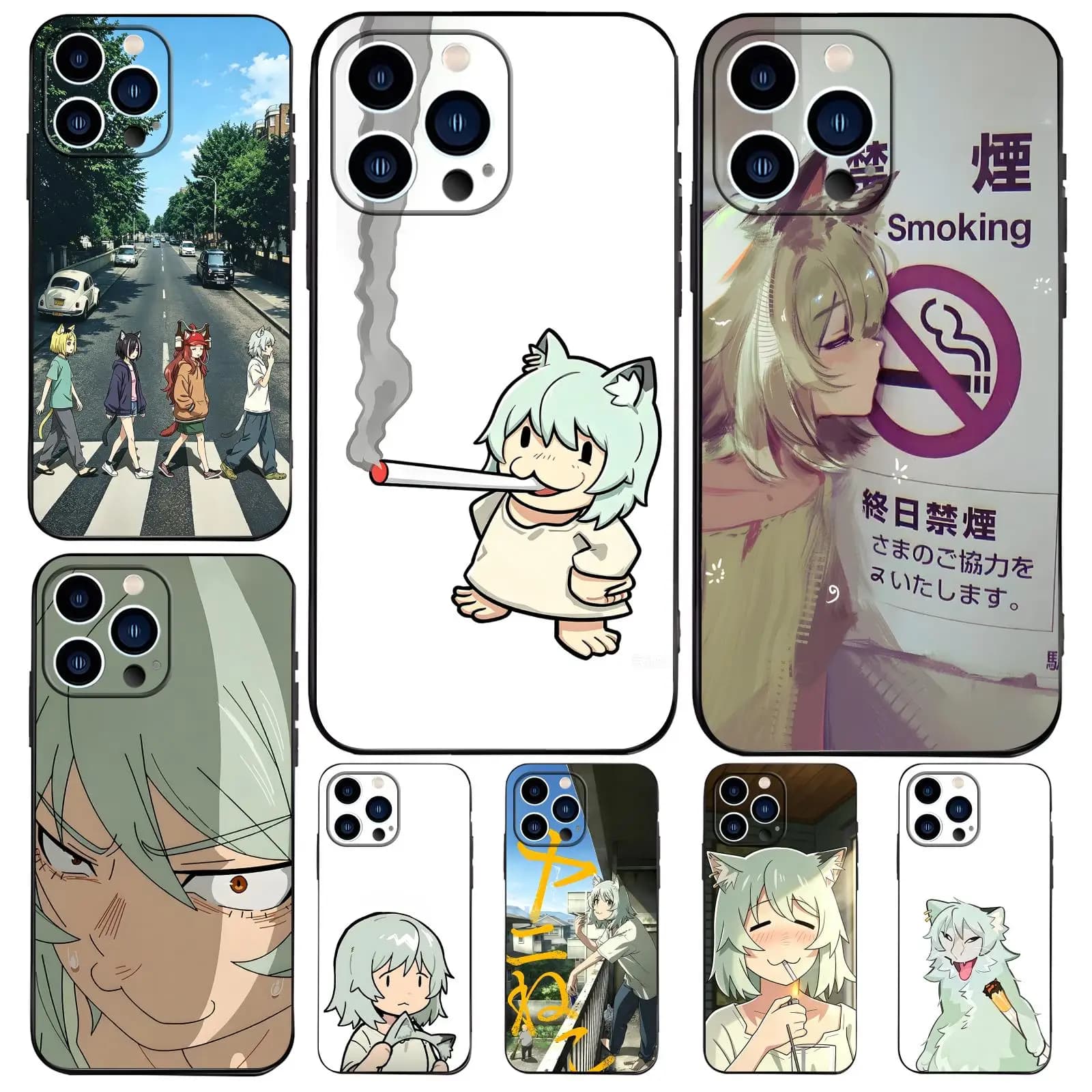 Chainsmoker Cat Phone Case For iPhone17 16 16e 15 14 13 12Plus Mini Pro Max Anti-Drop Soft Black Case