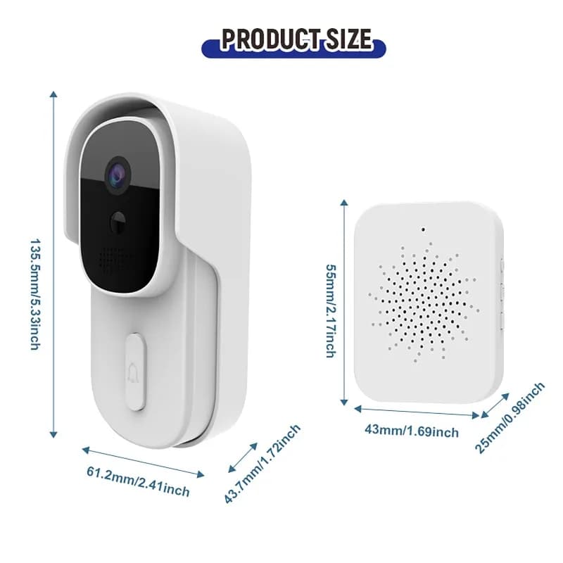 Videocitofono WiFi Tuya con Ampio Angolo di Visione, Campanello Intelligente IP55 Impermeabile con Rilevamento PIR del Corpo Umano per Sorveglianza Domestica
