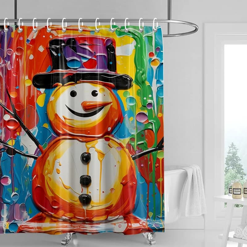 Decorazione della casa Tende da doccia per bagno Tessuto per tende impermeabili Soggiorno moderno in stile nordico Buon Natale Inverno