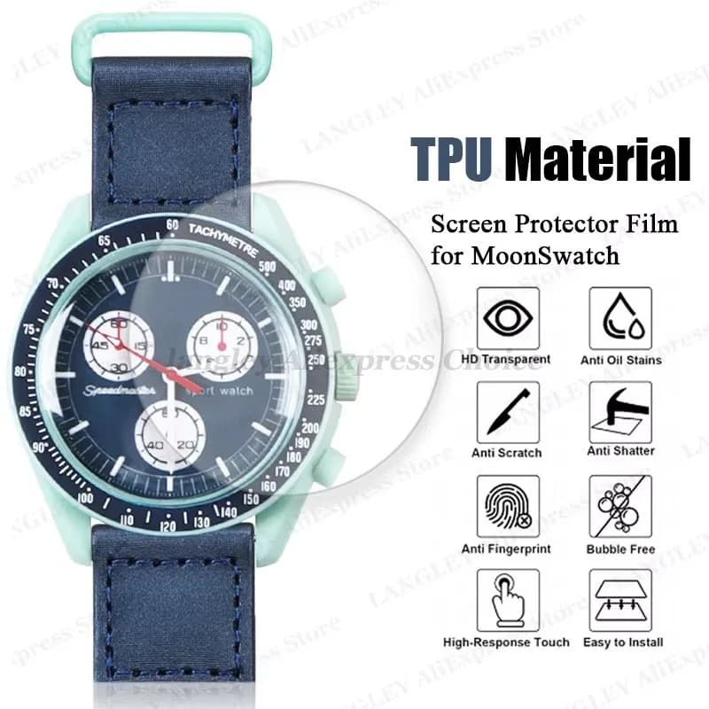 Pellicola protettiva idrogel HD TPU per Omega per Swatch per MoonSwatch Morbido trasparente antigraffio non in vetro 10 pezzi