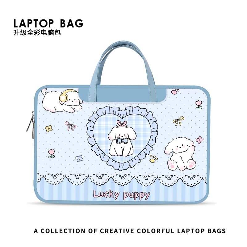Borsa per Laptop con Cane Cartone Animato, Custodia Protettiva per MacBook 12 13 14 15.6 16 Pollici, MacBook Air, Asus, Huawei, Valigetta
