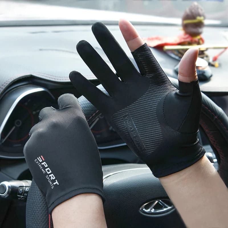 ★▲1 Pair Motorcycle Gloves Breathable Ice Silk Non-Slip Anti-UV Outdoor Sports Rider Gloves Protective Hand Gloves