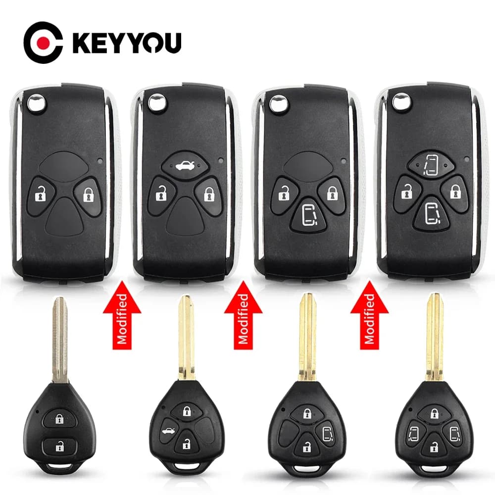 KEYYOU 2/3/4 pulsanti aggiornato custodia pieghevole per auto per Toyota Avlon Crown Corolla Camry RAV4 Reiz Yaris Prado Key Shell Toy43