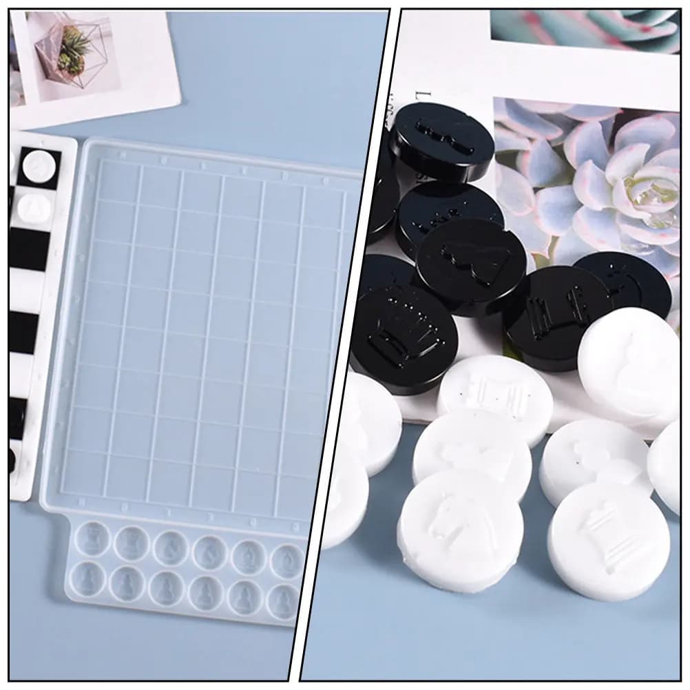 Stampo in Silicone per Scacchi, per Colata in Resina, Set da Gioco Fai-da-Te in Resina Epossidica, Flessibile, Resistente agli Strappi, Superficie Liscia, Facile da Pulire