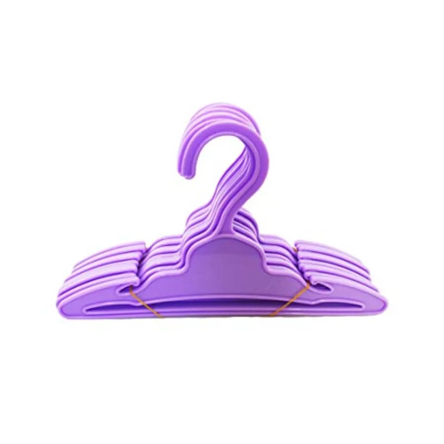10 appendiabiti in plastica color lavanda per vestiti di bambole da 18 pollici, leggeri, antiscivolo, salvaspazio