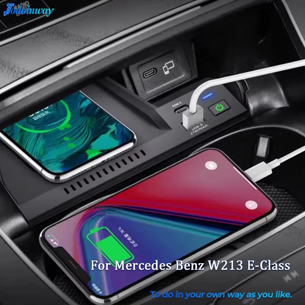 15w Fast wireless Charging Phone Charger for Mercedes Benz W213 E-Class E200 E300 E260 2018 2021 Plug and play Accessories