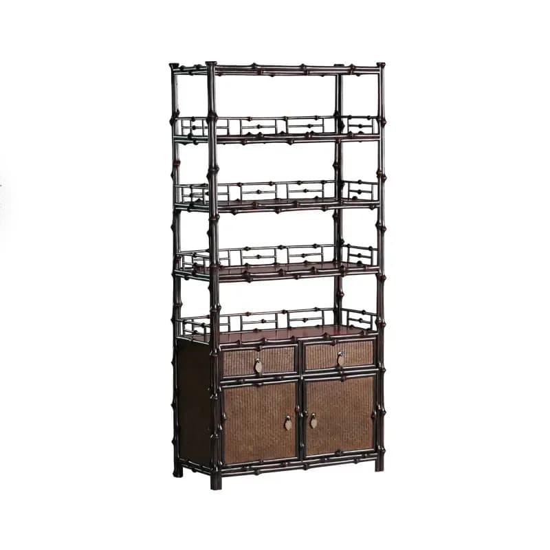 Bamboo Storage Cabinet Large Drawer Organizer Shelf for Study Tea Room Display Rack Tea Set Holder Furniture