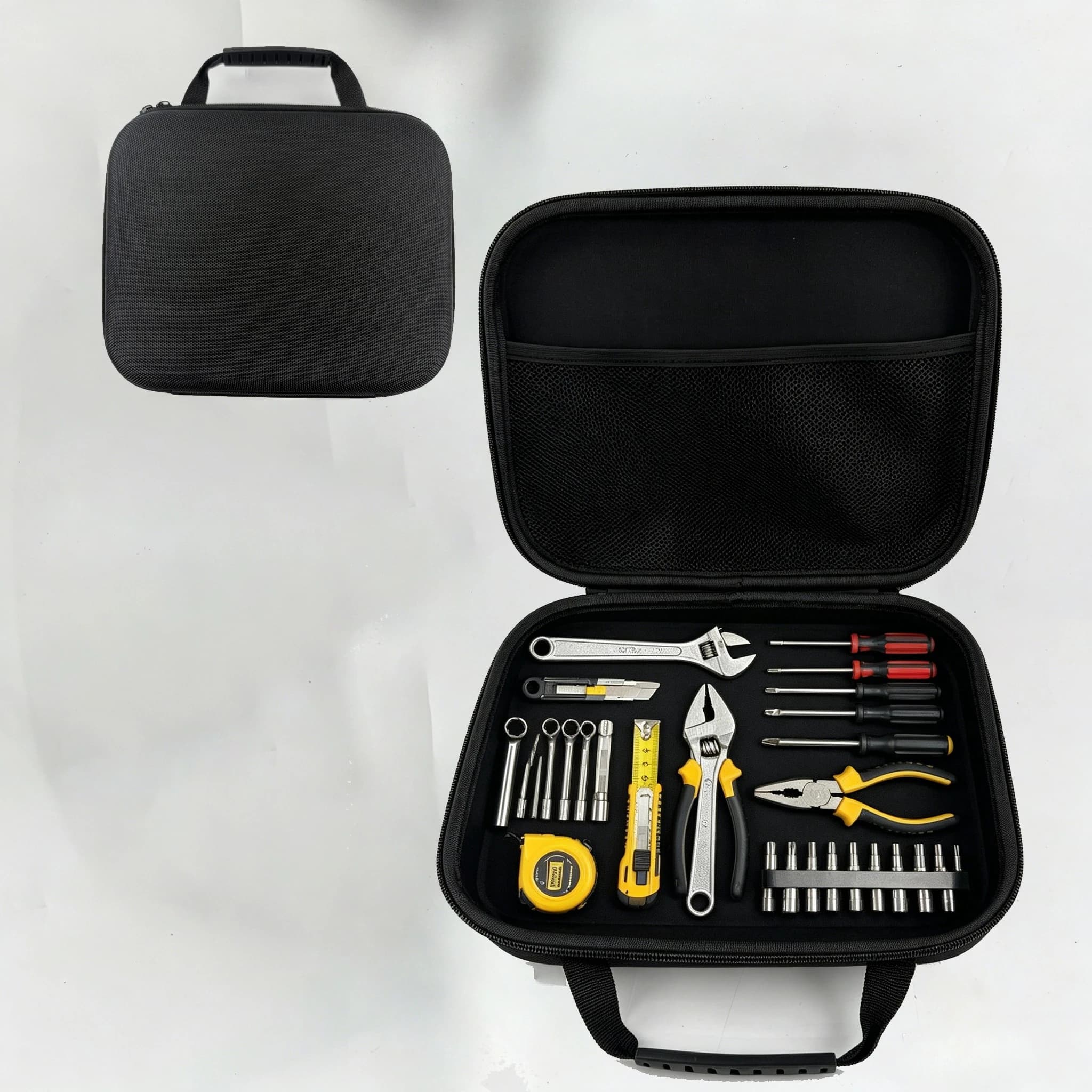 EVA Tool Storage Case, Shock‑proof Protective Carrying Bag with Mesh Pocket & Comfortable Hand Handle, Portable Organizer