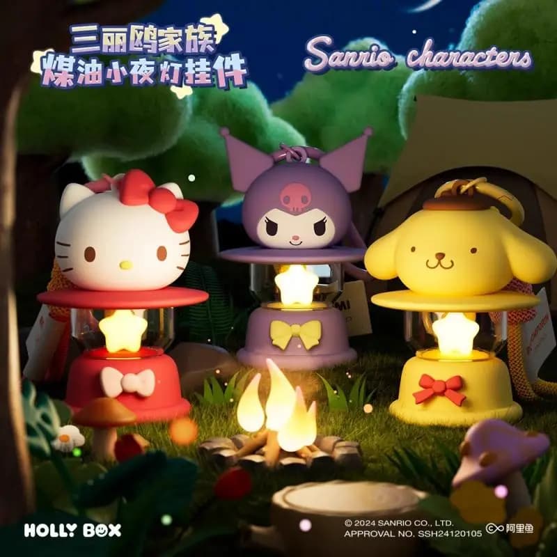 Sanrio Hello Kitty Kuromi Keychain with creative night light Cinnamoroll My Melody Bag Pendant Christmas Birthday Gifts