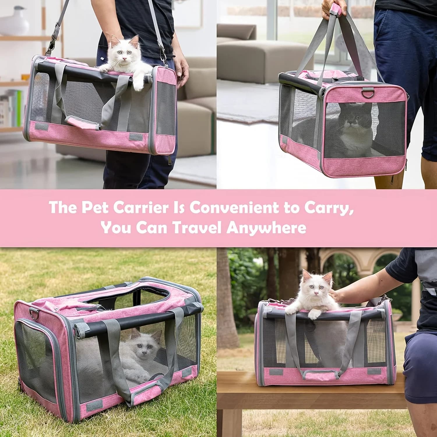 Soft-Sided Pet Carrier for Large And Medium Cats Dog And Puppy Travel Comfortable Cat Carrier Bag with Mesh Windows