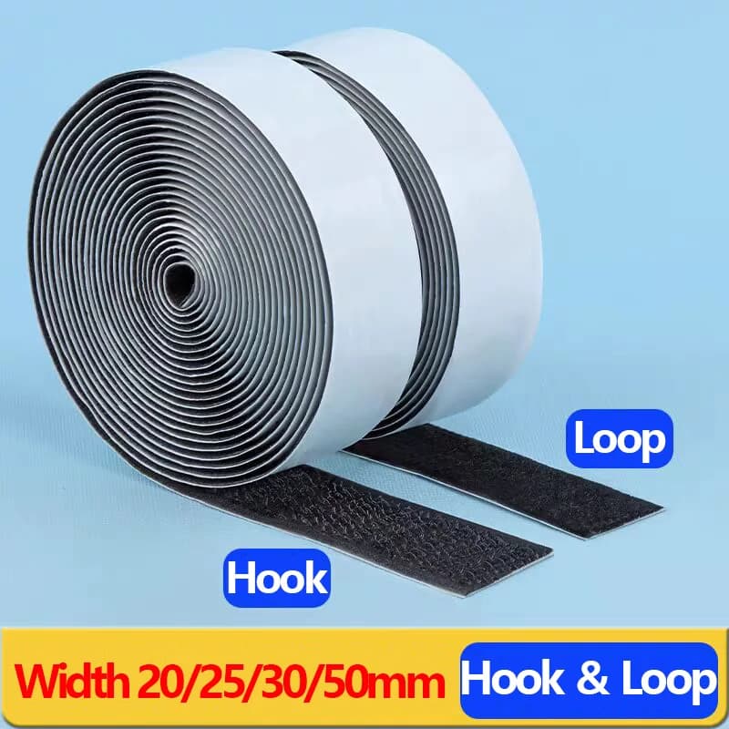 2 Rolls Heavy Duty Hook and Loop Fastener Tape with Strong Adhesive, Reusable Sticky Nylon Strips for Home Sofa Carpets Supplies