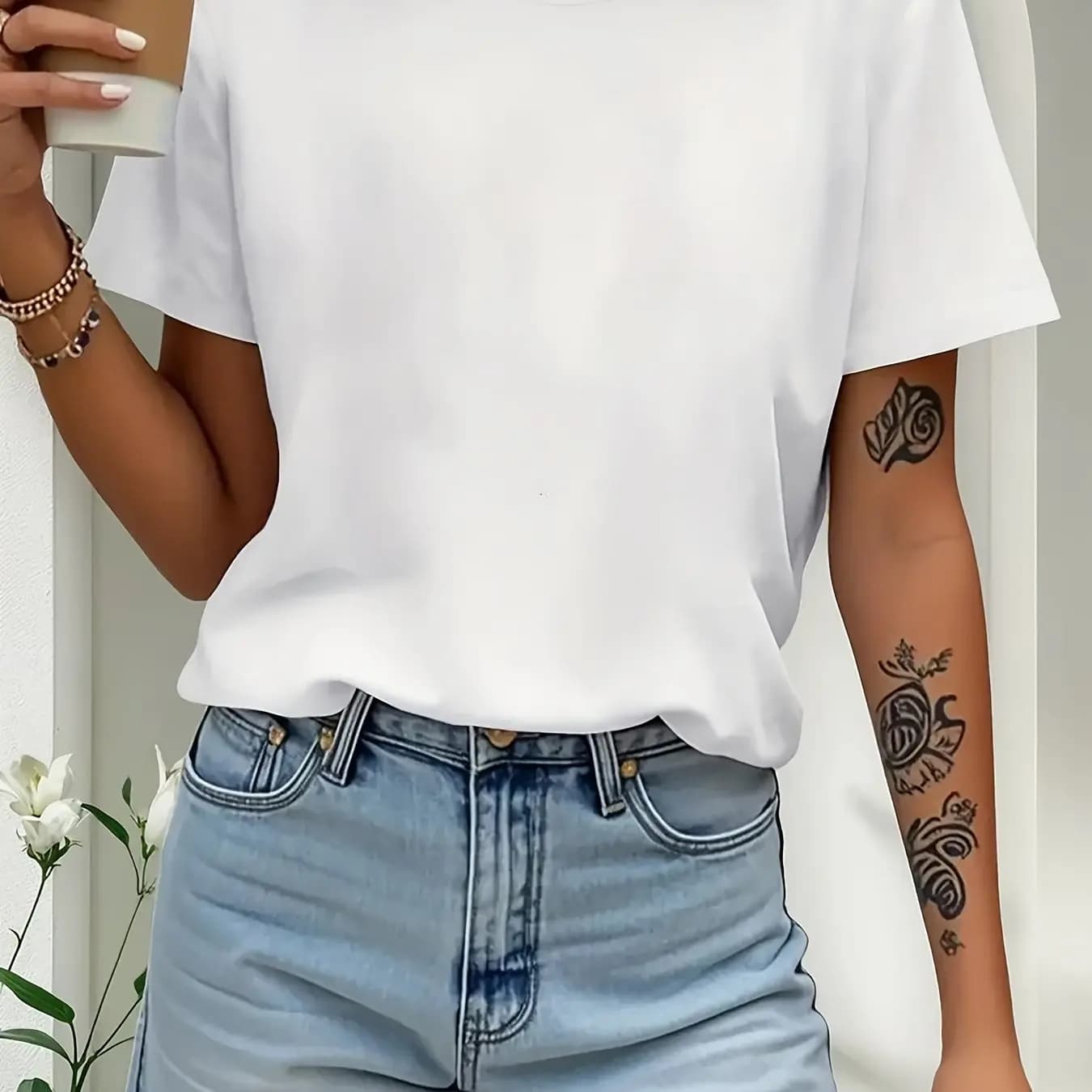 Women's Short Sleeve T-Shirt - Breathable Round Neck Loose Fit Blouse Suitable for Spring Summer Outdoor Casual Wear