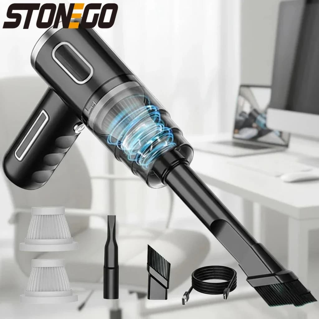 Aspirapolvere Portatile Senza Fili ad Alta Potenza per Auto, Mini Aspiratore Wireless con Super Aspirazione, Raccoglitore di Polvere con Doppio Filtro Lavabile, Strumento per Dettagli Interni Auto, Casa, Ufficio, Tastiera PC, Ricaricabile USB, Ricarica Rapida, Aspirapolvere Portatile