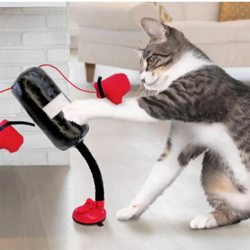 Self-standing Cat Boxing Punching Bag Interactive Play Toy Stress Relief Durable Scratch Trainer for Kittens