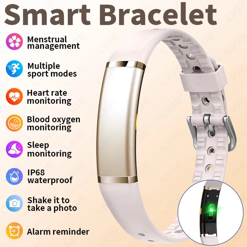 Smartwatch 2026 Without Screen, Ultra Slim, Waterproof IP68, Daily Monitoring, Mestrual Cycle Management, Compatible with Android and iOS