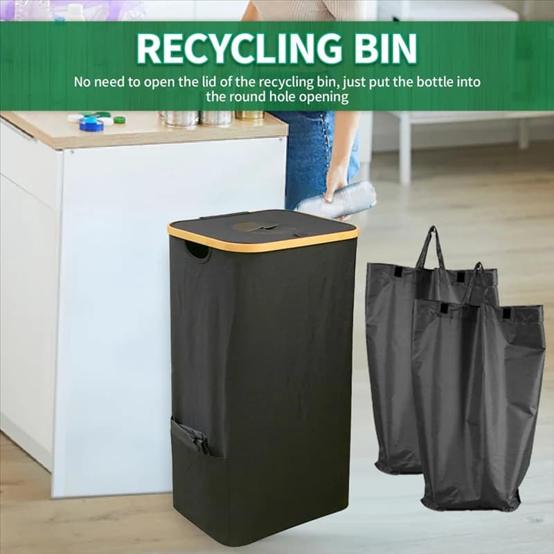 AT19-110L Contenitore per riciclaggio per cucina Contenitori per riciclo per interni domestici con coperchio per bottiglie Lattine Cartoni in plastica di vetro