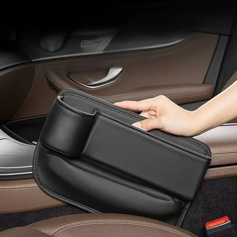 1pc Seggiolino auto Gap Filler Organizer con portabicchieri Scatola portaoggetti per sedile laterale auto in pelle PU Organizzatore interno auto multifunzionale F