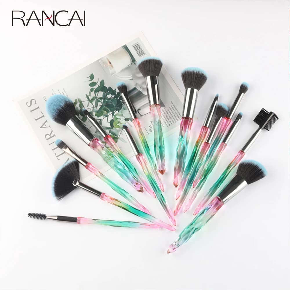 15Pcs Diamond Makeup Brushes Set Powder Foundation Blush Blending Eye shadow Lip Cosmetic Beauty Make Up Brush Tool Kit