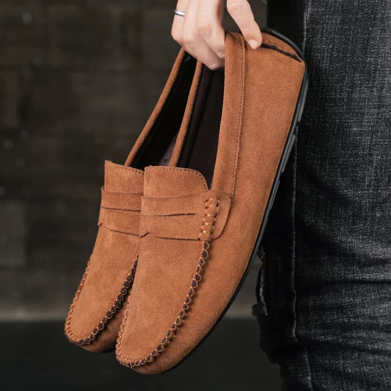 Scarpe Casual da Uomo Traspiranti e Comode, Mocassini Slip-on in Camoscio alla Moda, Ideali per Passeggiate all'Aperto