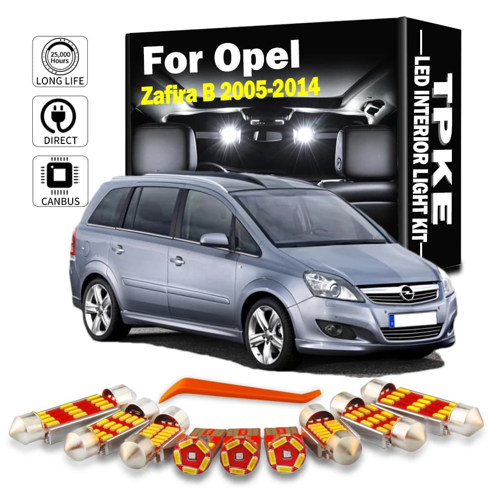 TPKE 11 Pz Kit luce interna a LED per Opel Zafira B 2005 2006 2007-2014 Canbus vano portaoggetti bagagliaio lettura cupola lampada accessori auto