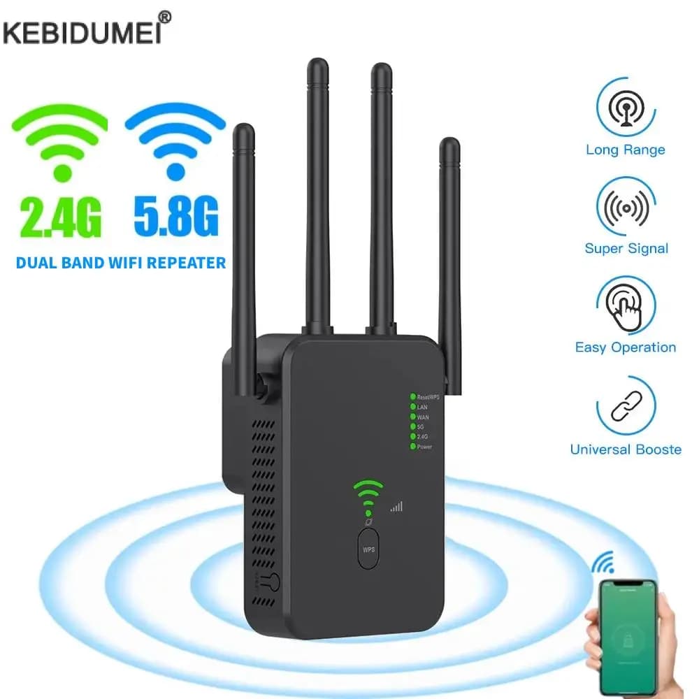 Ripetitore WiFi wireless 1200Mbps Estensore di portata WIFI Ripetitore di segnale WiFi 5G 2.4G Amplificatore di rete dual-band Router WiFi