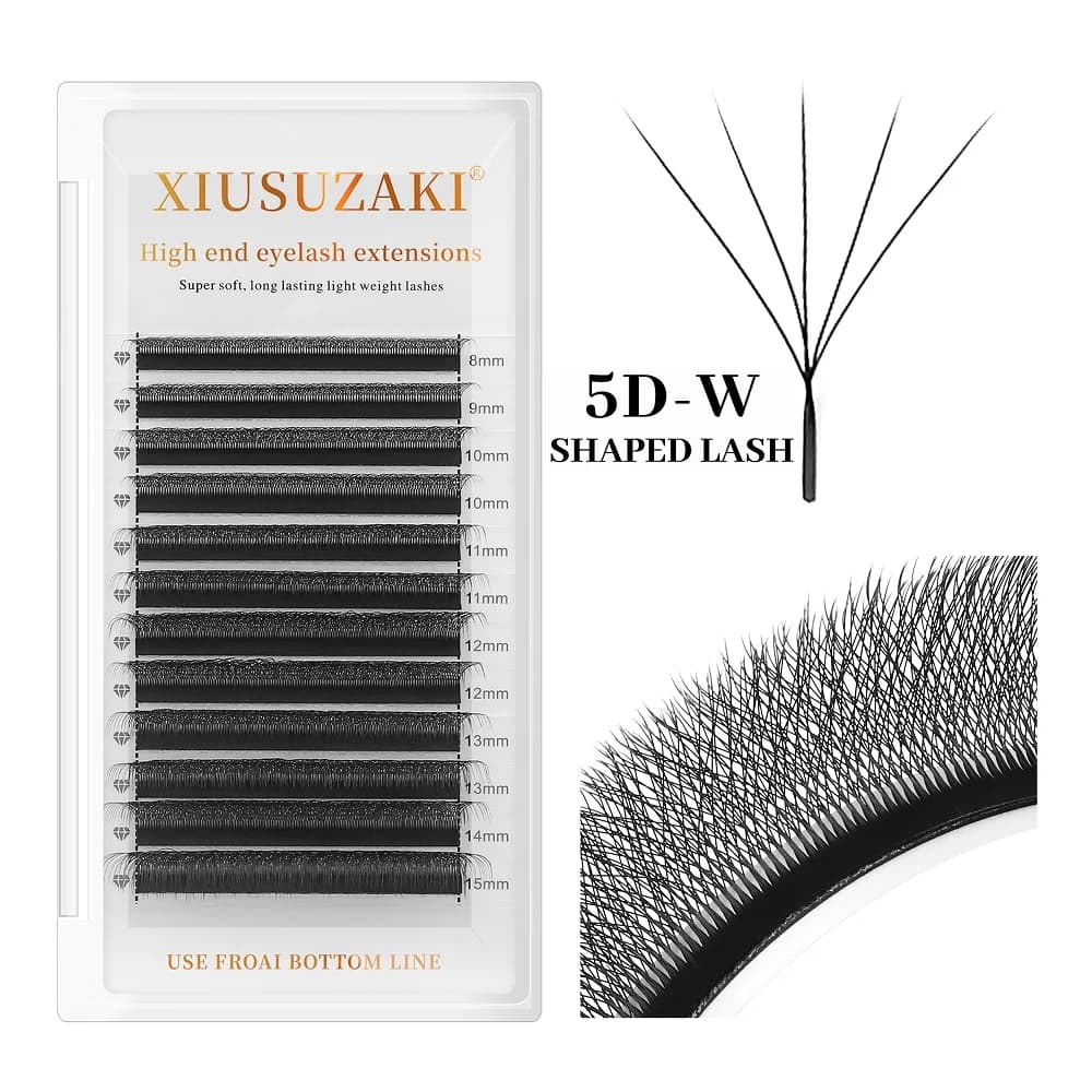 XIUSUZAKI 5D Ciglia a Forma di W Fioritura Fioritura Automatica Ventole Premade Estensioni delle Ciglia Luce Morbida Ciglia Finte Individuali