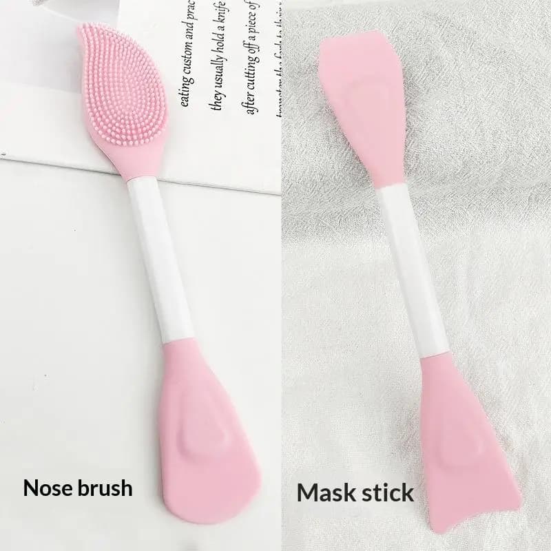 Pennello per Maschera Facciale a Doppia Testa, Applicatore in Silicone, Spatola, Bastoncino per Mescolare, Strumenti per la Cura della Pelle e il Trucco Domestico
