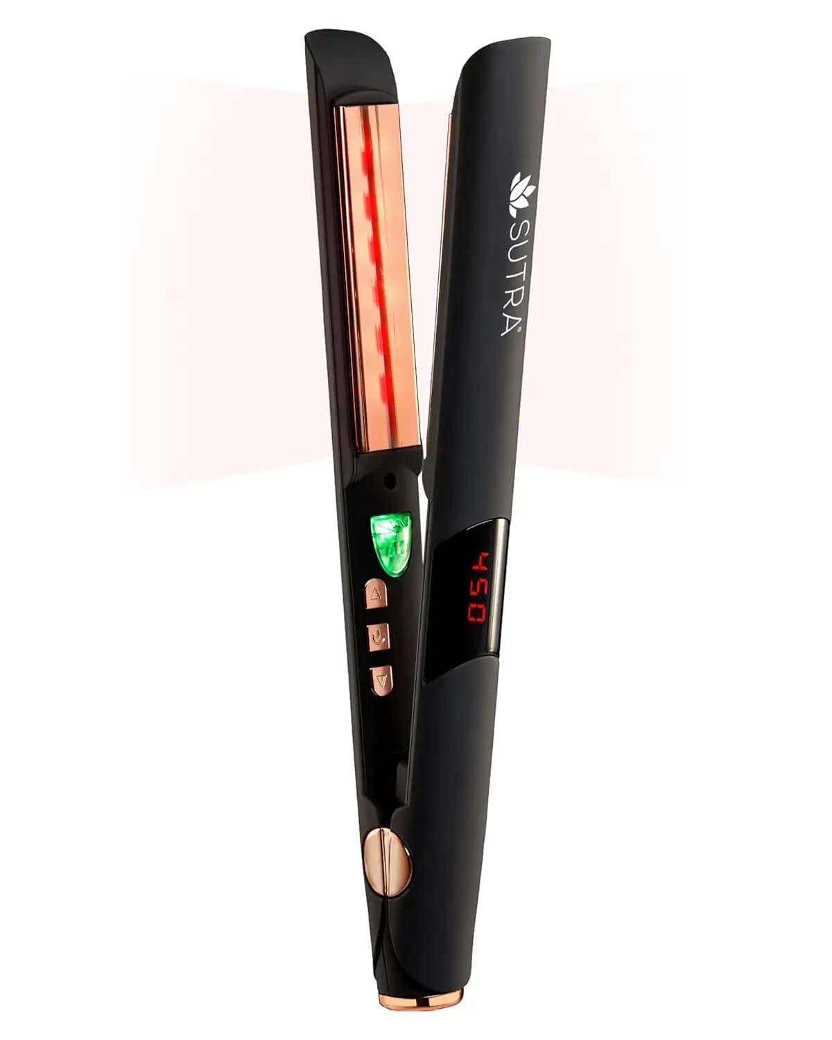 Piastra per capelli a infrarossi - Piastra professionale da 1 pollice con temperatura regolabile, spegnimento automatico e cavo girevole - Piastre in titanio color oro rosa