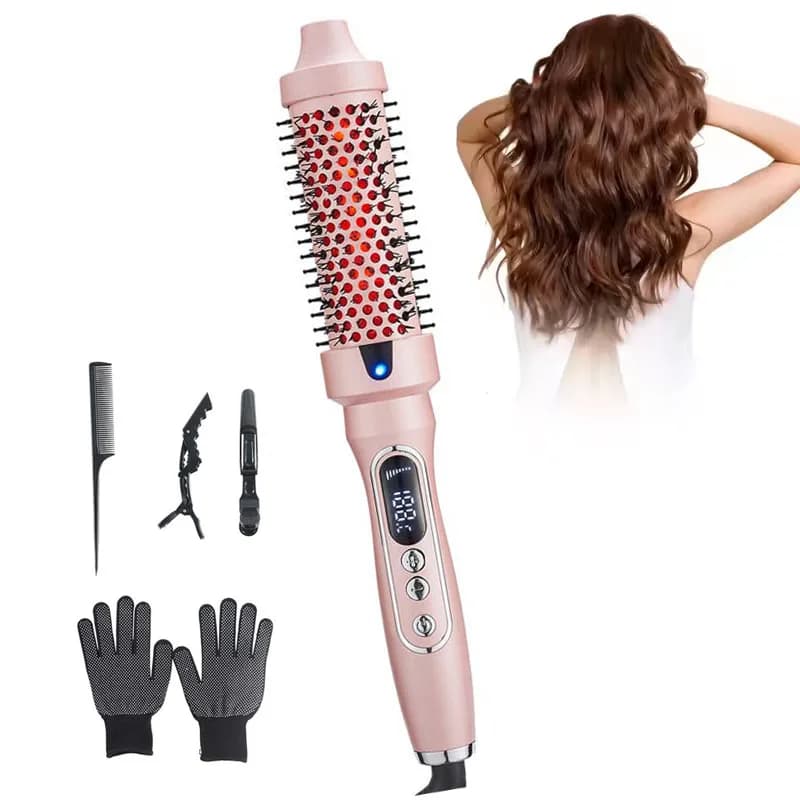 Electric Infrared Straightener Brush Portable Anti-Scald Hair Curling Iron Comb Fast Heating Automatic Shutoff for Salon
