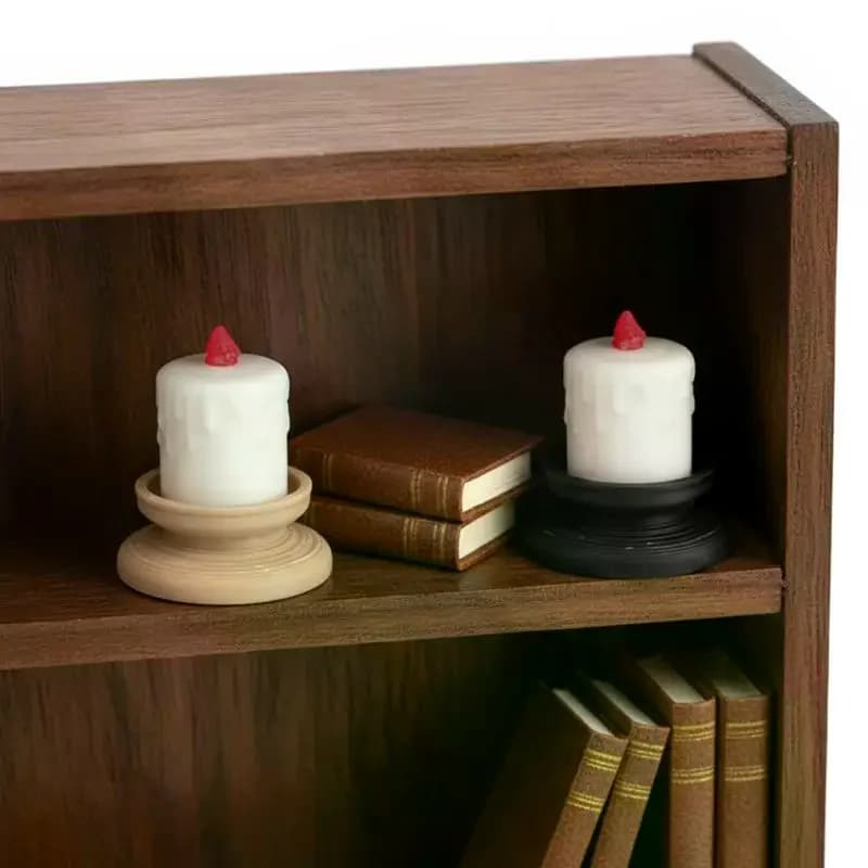 2Pcs/set 1:12 Scale Miniature White Candles With Tray Dollhouse Ornaments Home Decor Christmas Scene Decoration