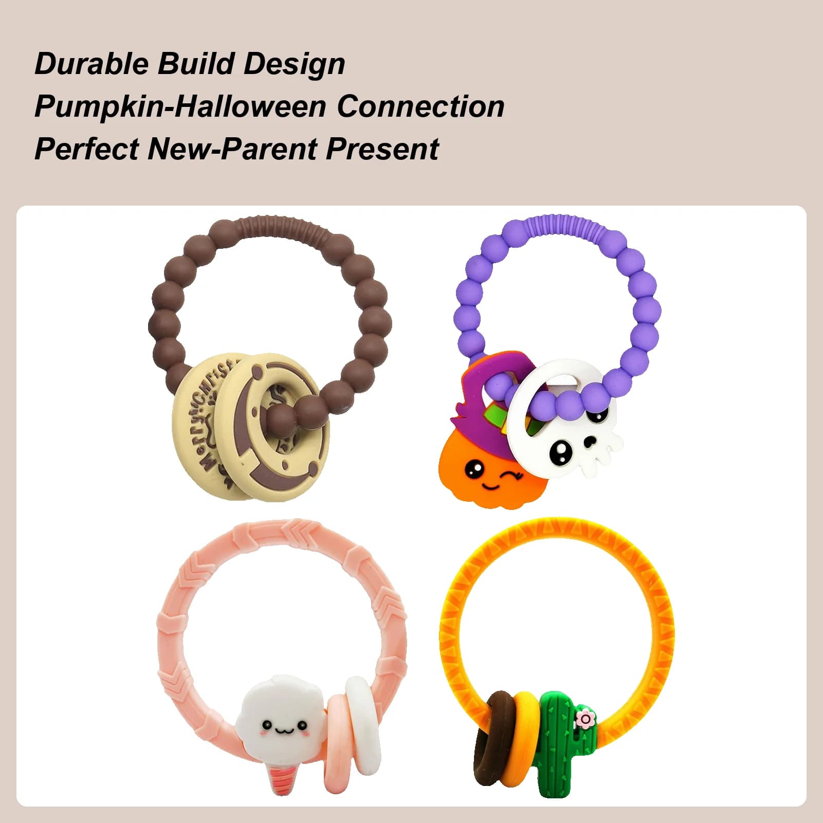 Massaggiagengive per bambini Bracciale per dentizione in silicone Anello da masticare con perline a sonaglio per bambini Ragazzi Bambino Casa Camera da letto Viaggi Interni ed esterni