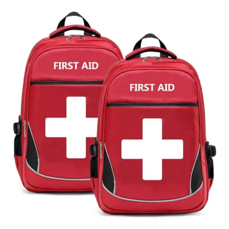 Borsa di Pronto Soccorso Vuota Rossa per Medicinali d'Emergenza con Tasche Multiple per Gite in Campeggio Viaggi Essenziali Confezione Rossa da 2