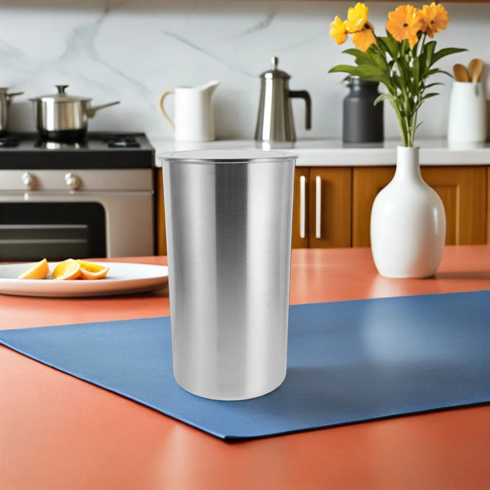 Cestino per Rifiuti da Incasso in Acciaio Inox da 5,5L, Bidone Girevole da Incasso per Cucina