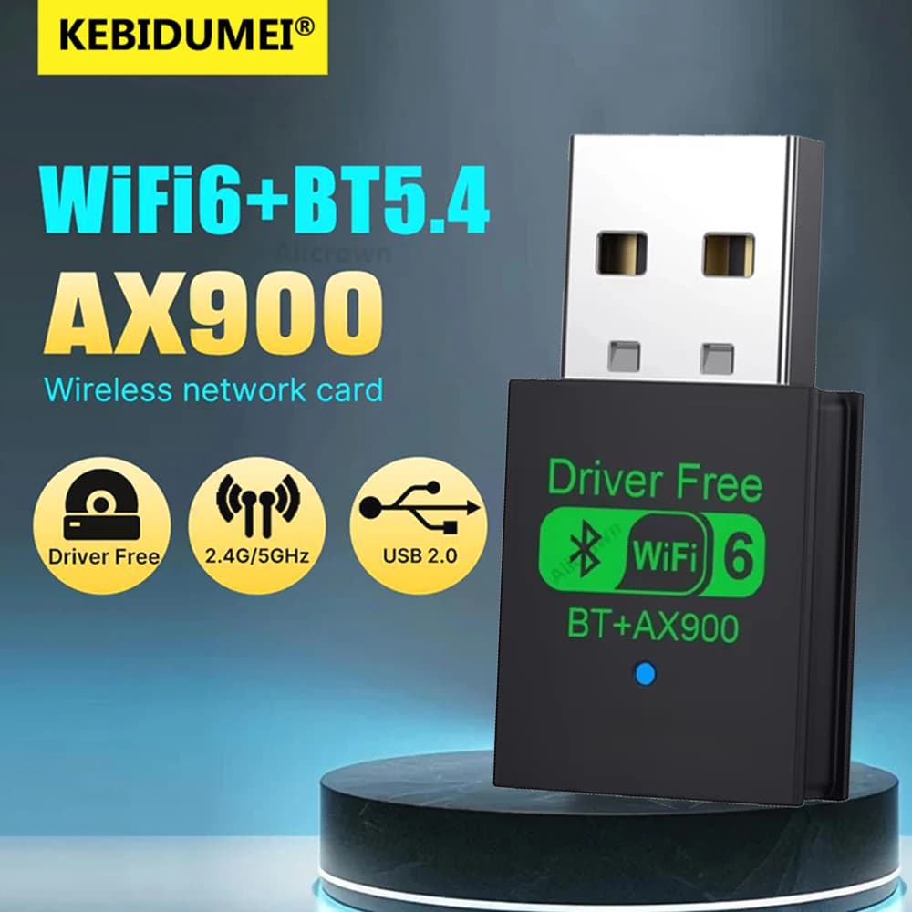 Adattatore USB WiFi 6 Bluetooth 5.4 da 900 Mbps Dual Band 2.4G 5G Ricevitore esterno wireless Dongle WiFi per laptop Desktop Win 7/10/11