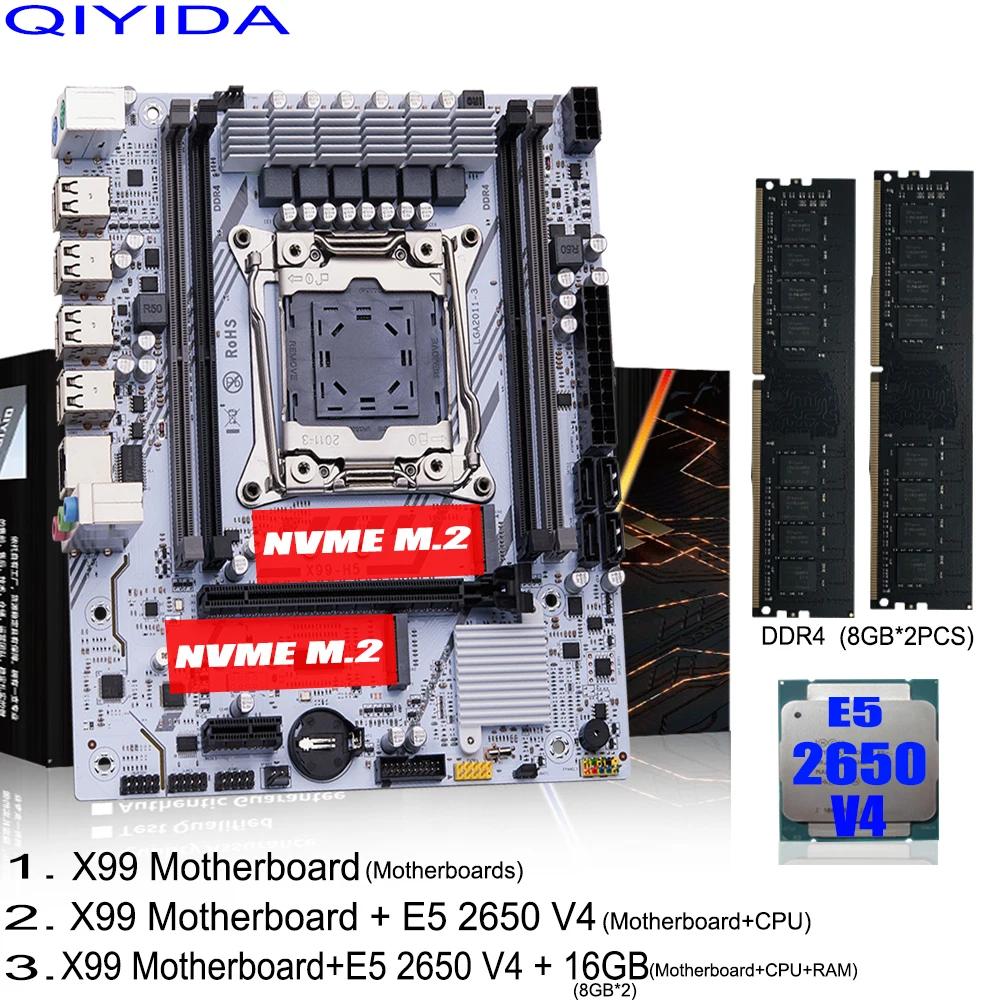 Kit Scheda Madre QIYIDA X99 con Xeon LGA2011-3 E5 2650 V4, 2x8GB=16GB RAM DDR4, USB, PCI 3.0, NVME M.2, SATA, M-ATX