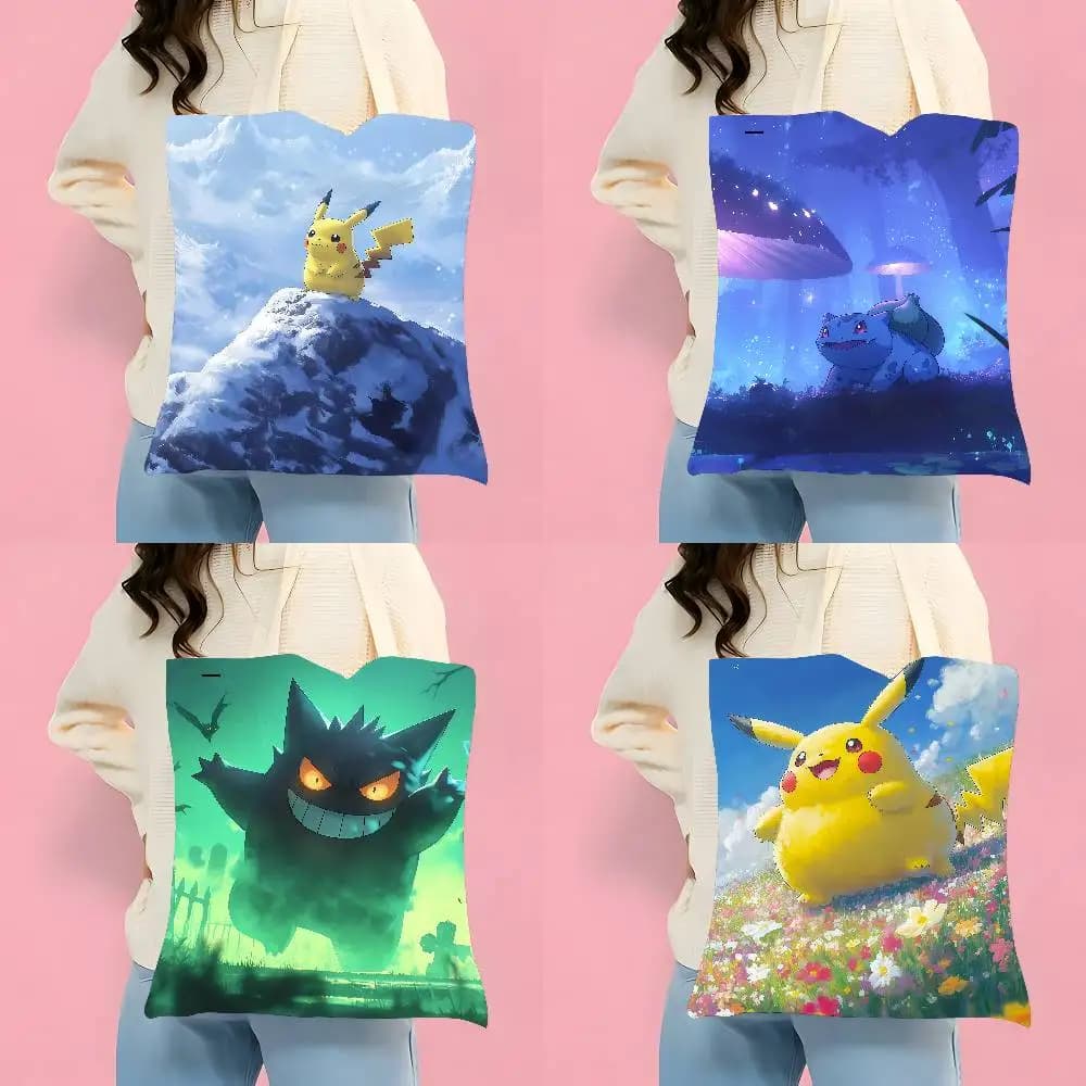 Pokemon Mythical Pokemon Storage Bags Tote Bag Travel Summer Beach Shoulder Bag Reusable Grocery Shopping Bag Artwork
