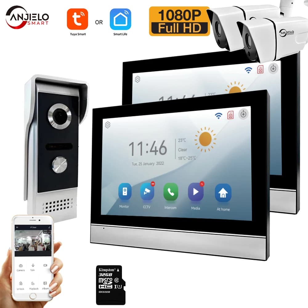 Tuya 1080P touch screen a colori da 7/10 pollici campanello WiFi kit citofono APP intelligente con rilevamento mobile 128G Archiviazione immagine