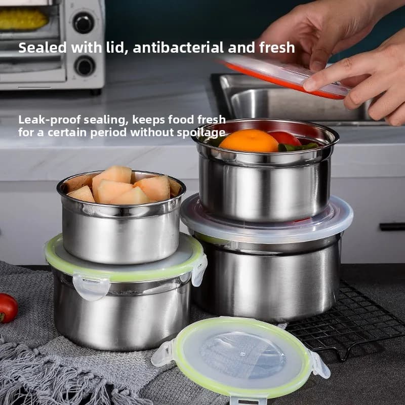 Ciotola Rotonda in Acciaio Inox per Zuppa 40-500ml, Contenitore per Pranzo, Scatola per Campioni, Contenitore per Alimenti da Asporto per Studenti