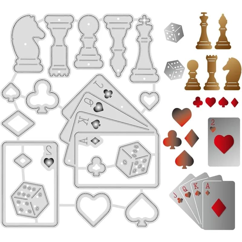 1pc Poker Scacchi e Dadi Fustelle in metallo Fustelle per Scrapbooking fai da te Pasqua Compleanno Carte di nozze Creazione di buste per album