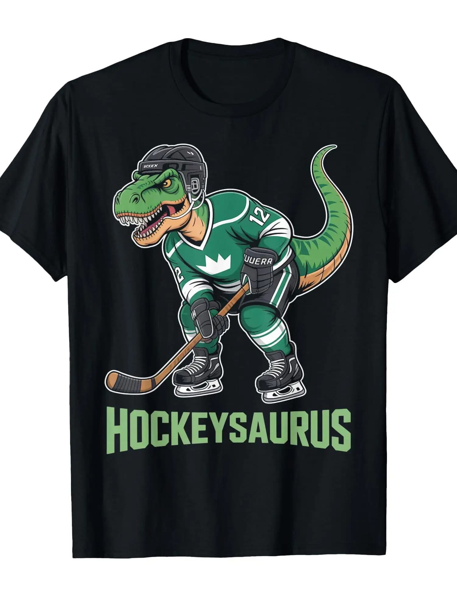 Maglietta Hockeysaurus Hockey Player Team Trex Dinosaur Hockey | Top unisex casual con stampa divertente e sportiva, morbido e confortevole