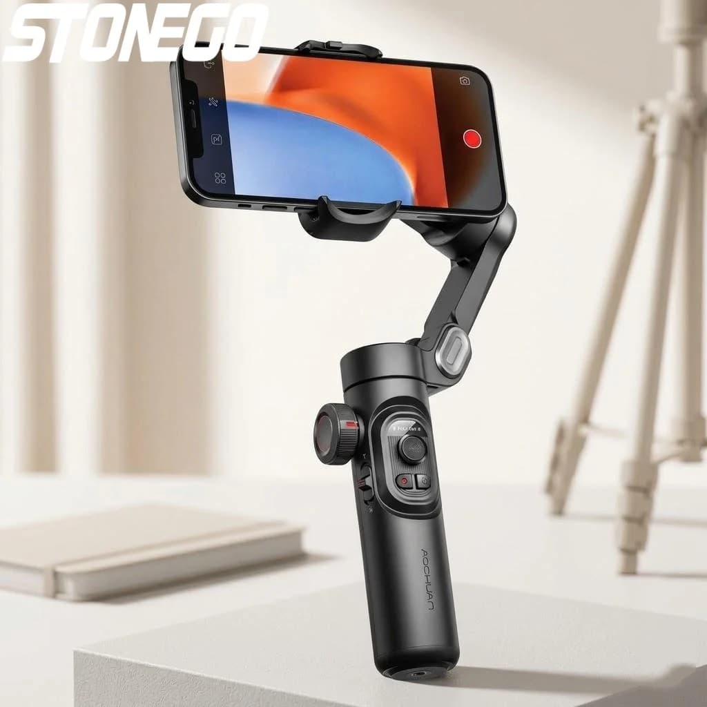 Stabilizzatore Gimbal a 3 Assi per Smartphone, Anti-Shake, con Asta Selfie e Tracciamento del Viso per Video e Vlog