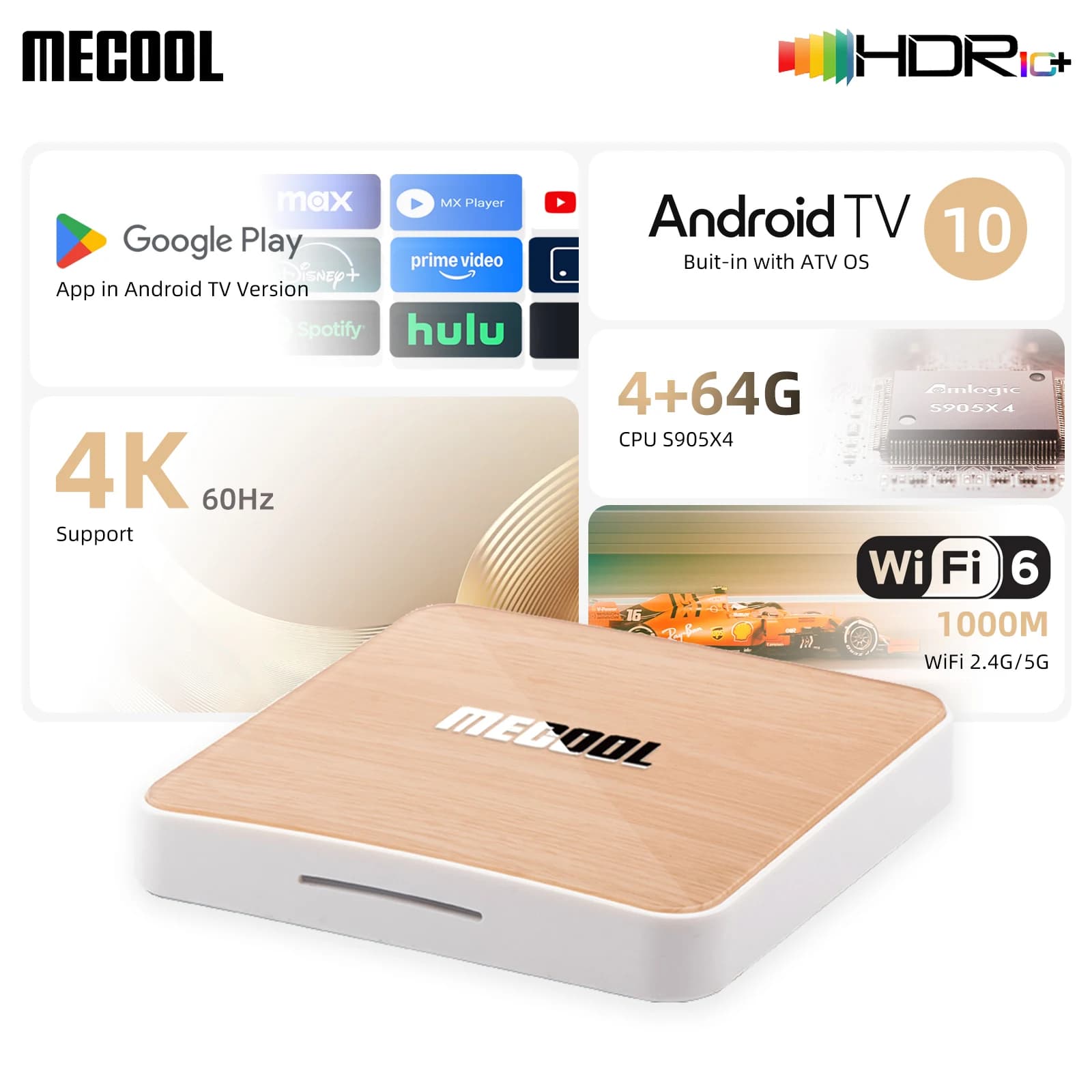 MECOOL KM6 TV Box Lettore multimediale Wifi 6 Certificato Google Android 10.0 4GB 64GB Amlogic S905X4 1000M LAN BT 5.0 Smart Set Top Box