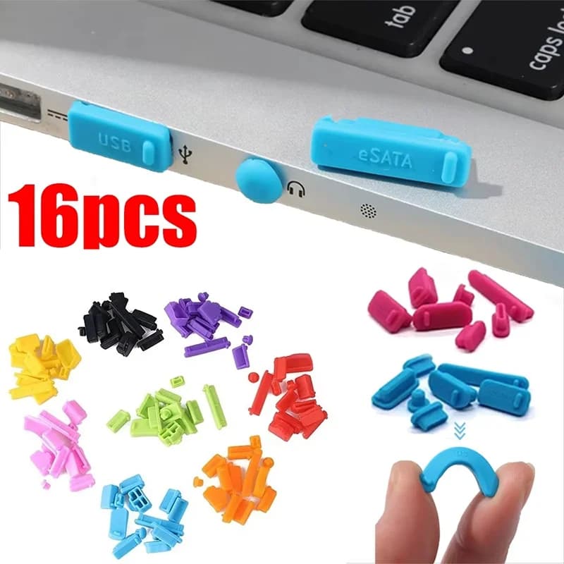 16pcs Universal Notebook USB Silicone Anti Dust Plug Laptops Dustproof Stopper Dust Plug USB Computer Interface Waterproof Cover