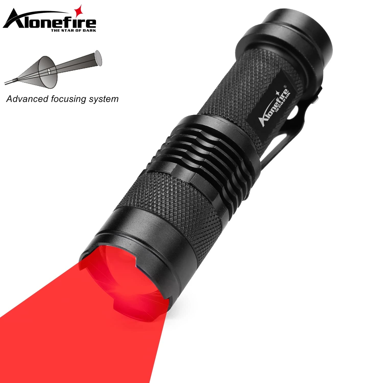 Zoom Torcia a luce rossa Mini caccia Api Pesca Vasi sanguigni Astronomia Osservare Star Travel Hotel Camera Detector Lampada Torcia